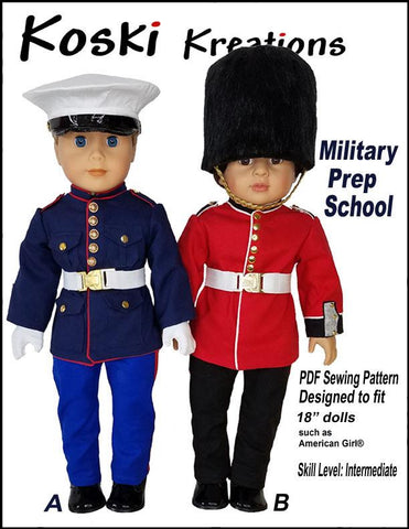 Koski Kreations 18 Inch Modern Military Prep School Uniform 18" Doll Clothes Pattern larougetdelisle