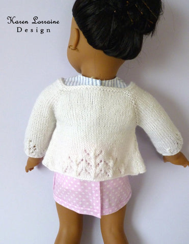 Karen Lorraine Design Knitting Luxe Cardigan Knitting Pattern For 18" Dolls larougetdelisle