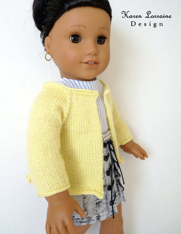 Karen Lorraine Design Knitting Luxe Cardigan Knitting Pattern For 18" Dolls larougetdelisle