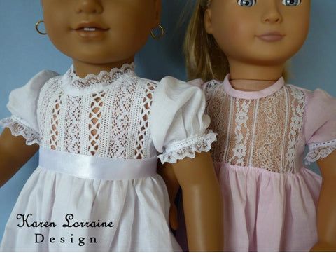 Karen Lorraine Design 18 Inch Historical Heirloom Lace Dress 18" Doll Clothes Pattern larougetdelisle