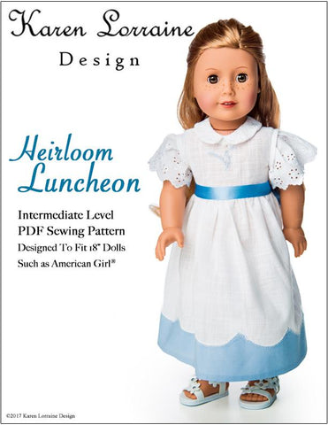 Karen Lorraine Design 18 Inch Historical Heirloom  Luncheon 18" Doll Clothes Pattern larougetdelisle