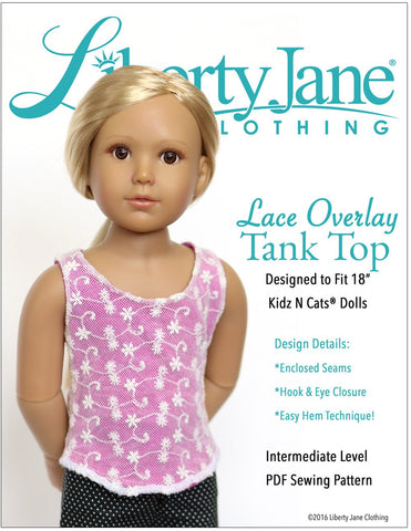 Liberty Jane Kidz n Cats Lace Overlay Tank Top Pattern For Kidz N Cats Dolls larougetdelisle