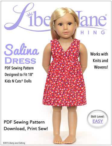 Liberty Jane Kidz n Cats Salina Dress Pattern for Kidz N Cats Dolls larougetdelisle