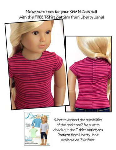 Liberty Jane Kidz n Cats Free T-Shirt Pattern for Kidz N Cats Dolls larougetdelisle