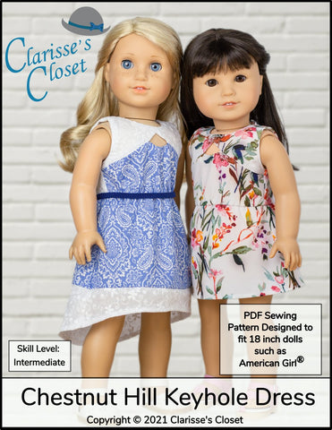Clarisse's Closet 18 Inch Modern Chestnut Hill Keyhole Dress 18" Doll Clothes Pattern larougetdelisle