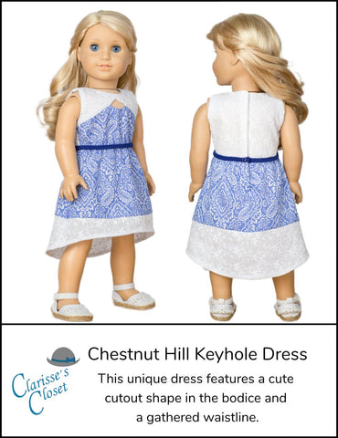 Clarisse's Closet 18 Inch Modern Chestnut Hill Keyhole Dress 18" Doll Clothes Pattern larougetdelisle