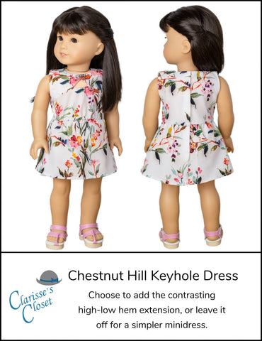 Clarisse's Closet 18 Inch Modern Chestnut Hill Keyhole Dress 18" Doll Clothes Pattern larougetdelisle