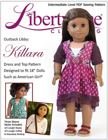 Liberty Jane 18 Inch Modern Killara Dress and Lightning Ridge Top 18" Doll Clothes Pattern larougetdelisle
