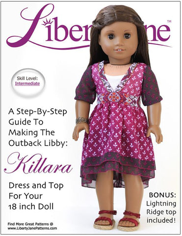 Liberty Jane 18 Inch Modern Lightning Ridge Top and Killara Dress 18" Doll Clothes Pattern larougetdelisle