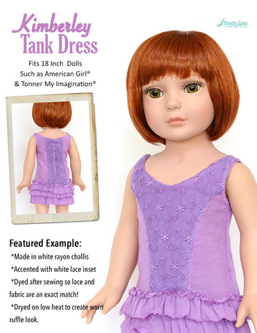 Liberty Jane 18 Inch Modern Kimberley Tank Dress 18" Doll Clothes Pattern larougetdelisle
