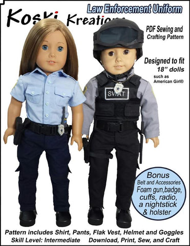 Koski Kreations 18 Inch Modern Law Enforcement Uniform 18" Doll Clothes Pattern larougetdelisle