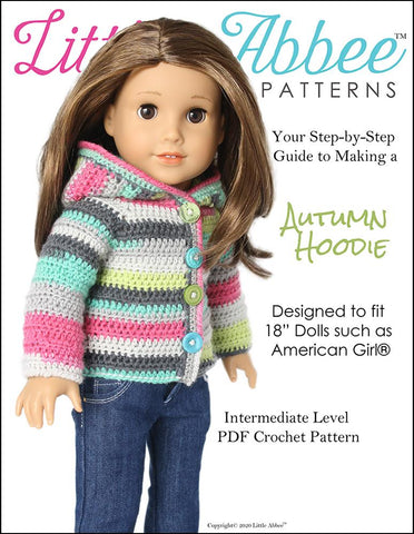 Little Abbee Crochet Autumn Hoodie Crochet Pattern for 18" Dolls larougetdelisle