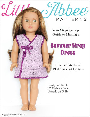 Little Abbee Crochet Summer Wrap Dress 18" Doll Clothes Crochet Pattern larougetdelisle