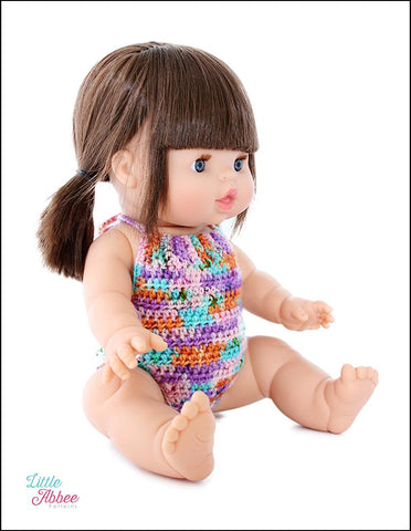 Little Abbee MiniKane Halter Playsuit Crochet Pattern for 13" MiniKane Baby Dolls larougetdelisle