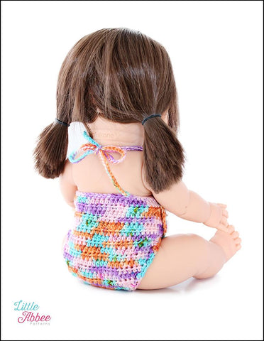 Little Abbee MiniKane Halter Playsuit Crochet Pattern for 13" MiniKane Baby Dolls larougetdelisle