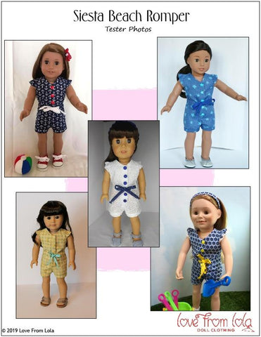 Love From Lola 18 Inch Modern Siesta Beach Romper 18" Doll Clothes Pattern larougetdelisle