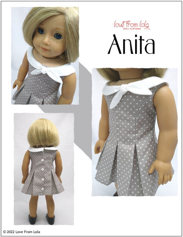 Love From Lola 18 Inch Modern Anita Dress 18" Doll Clothes Pattern larougetdelisle