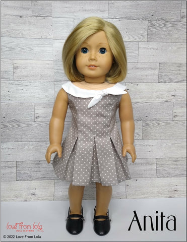 Love From Lola 18 Inch Modern Anita Dress 18" Doll Clothes Pattern larougetdelisle