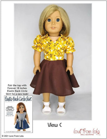 Love From Lola 18 Inch Historical Bobbie Wrap Shirt and Skirt 18" Doll Clothes Pattern larougetdelisle