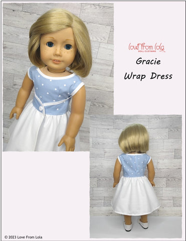 Love From Lola 18 Inch Historical Gracie Wrap Dress 18" Doll Clothes Pattern larougetdelisle