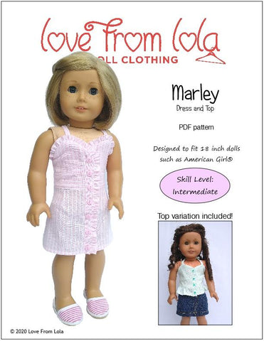 Love From Lola 18 Inch Modern Marley Dress and Top 18" Doll Clothes Pattern larougetdelisle