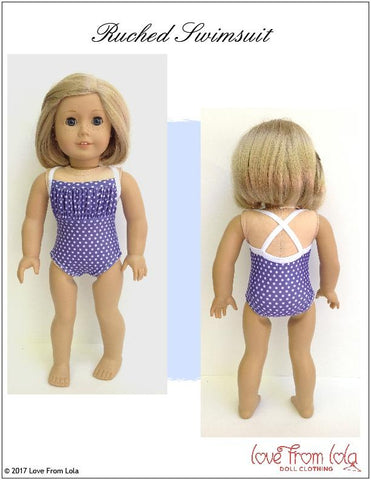 Love From Lola 18 Inch Modern Ruched Swimsuit 18" Doll Clothes Pattern larougetdelisle