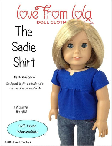 Love From Lola 18 Inch Modern The Sadie Shirt 18" Doll Clothes Pattern larougetdelisle