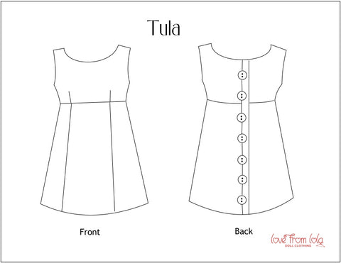 Love From Lola 18 Inch Modern Tula Dress 18" Doll Clothes Pattern larougetdelisle