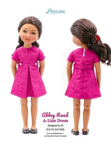 Liberty Jane Ruby Red Fashion Friends Abbey Road A-Line Dress 14.5-15" Doll Clothes Pattern larougetdelisle