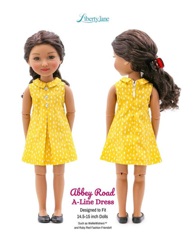 Liberty Jane Ruby Red Fashion Friends Abbey Road A-Line Dress 14.5-15" Doll Clothes Pattern larougetdelisle