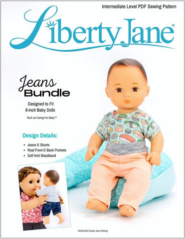 Liberty Jane 8" Baby Dolls Jeans Bundle 8" Baby Doll Clothes Pattern larougetdelisle