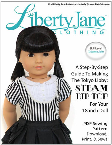 Liberty Jane 18 Inch Modern Steam Bib Top 18" Doll Clothes Pattern larougetdelisle