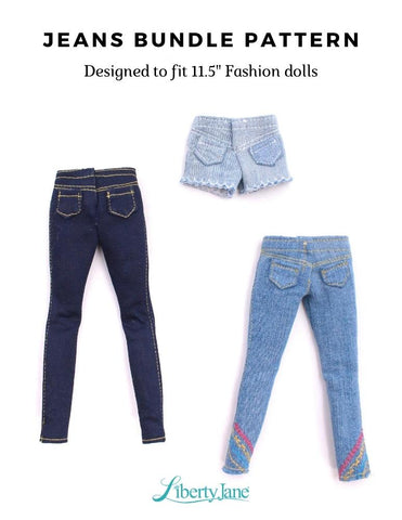 Liberty Jane Barbie Jeans Bundle Pattern For 11-1/2" Fashion Dolls larougetdelisle