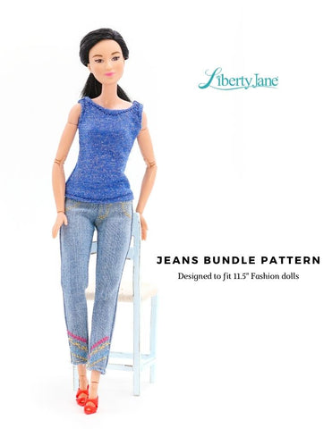 Liberty Jane Barbie Jeans Bundle Pattern For 11-1/2" Fashion Dolls larougetdelisle