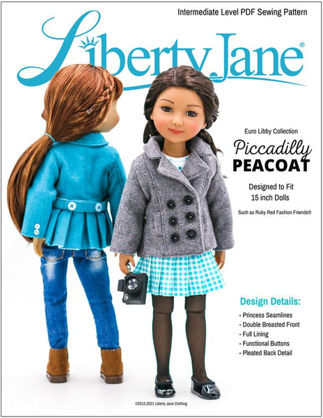 Liberty Jane Piccadilly Peacoat Doll Clothes Pattern For 15