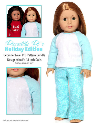 Liberty Jane 18 Inch Modern Piccadilly Pj's 18" Doll Clothes Pattern larougetdelisle