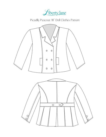 Liberty Jane 18 Inch Modern Piccadilly Peacoat 18" Doll Clothes Pattern larougetdelisle