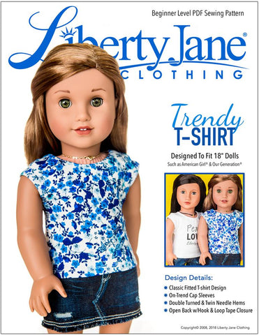 Liberty Jane 18 Inch Modern FREE T-Shirt 18" Doll Clothes Pattern larougetdelisle