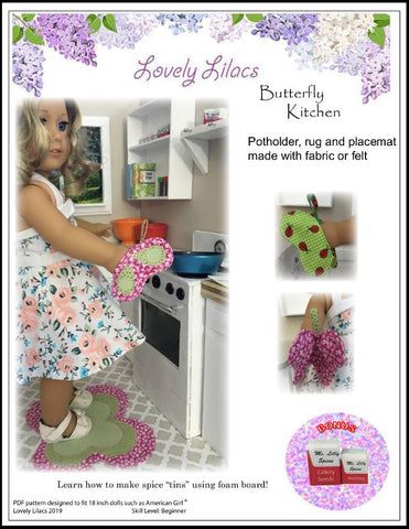 Lovely Lilacs 18 Inch Modern Butterfly Kitchen 18" Doll Accessory Pattern larougetdelisle