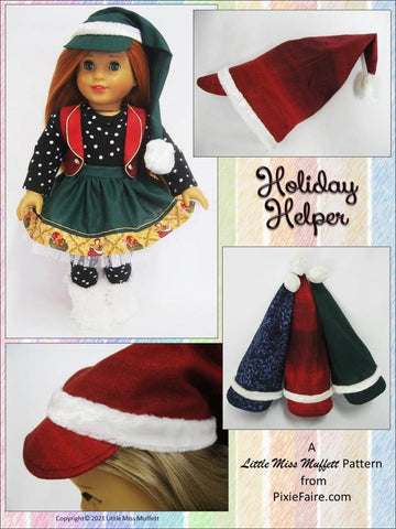 Little Miss Muffett 18 Inch Modern Holiday Helper 18" Doll Clothes Pattern larougetdelisle