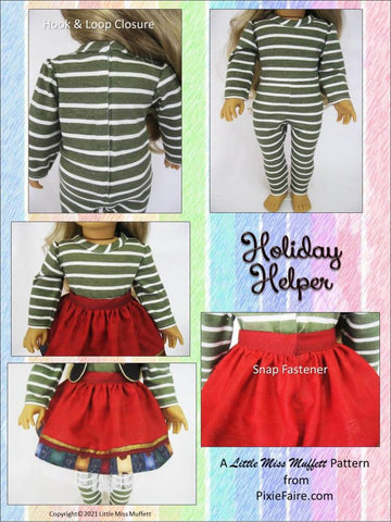 Little Miss Muffett 18 Inch Modern Holiday Helper 18" Doll Clothes Pattern larougetdelisle