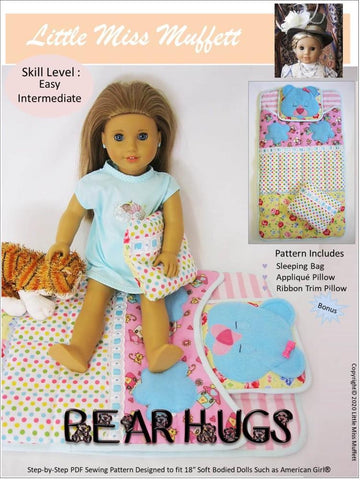 Little Miss Muffett 18 Inch Modern Bear Hugs Sleeping Bag 18" Doll Accessory Pattern larougetdelisle