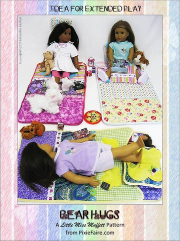 Little Miss Muffett 18 Inch Modern Bear Hugs Sleeping Bag 18" Doll Accessory Pattern larougetdelisle