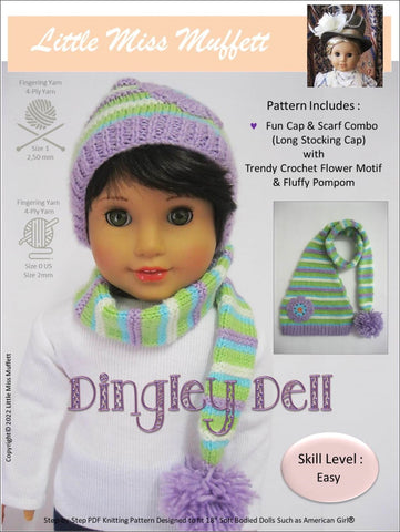 Little Miss Muffett Knitting Dingley Dell 18" Knitting Pattern larougetdelisle