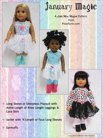 Little Miss Muffett 18 Inch Modern January Magic 18" Doll Clothes Pattern larougetdelisle