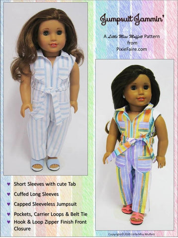 Little Miss Muffett 18 Inch Historical Jumpsuit Jammin' 18" Doll Clothes Pattern larougetdelisle