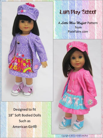 Little Miss Muffett 18 Inch Modern Let's Play School 18" Doll Clothes Pattern larougetdelisle