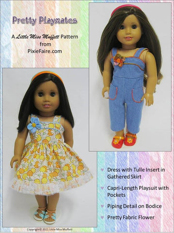 Little Miss Muffett 18 Inch Modern Pretty Playmates 18" Doll Clothes Pattern larougetdelisle