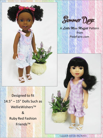 Little Miss Muffett WellieWishers Summer Dayz Pattern For 14.5-15 Inch Dolls larougetdelisle