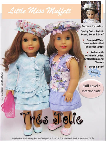 Little Miss Muffett 18 Inch Modern Tres Jolie 18" Doll Clothes Pattern larougetdelisle